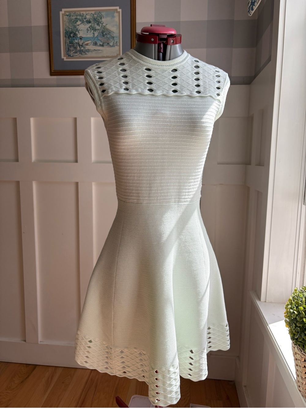 Ted Baker Cream Eyelet Yoke Fit & Flare Mini Dress Size 2